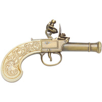 Colonial Gold Finish Ladies Muff Flintlock Pistol Non-Firing Replica