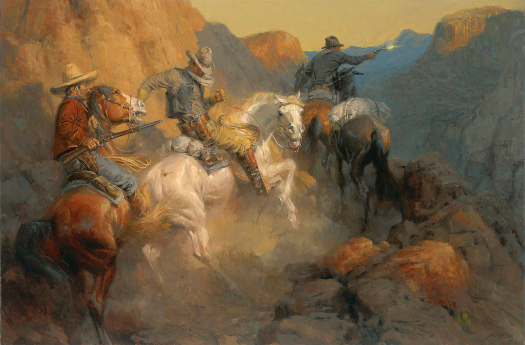Ambush on the Bandit Trail - Western Artwork by Andy Thomas