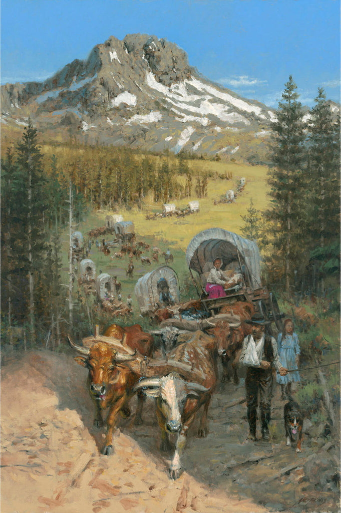 California 1800's Settlers Covered Wagons Artwork by Andy Thomas