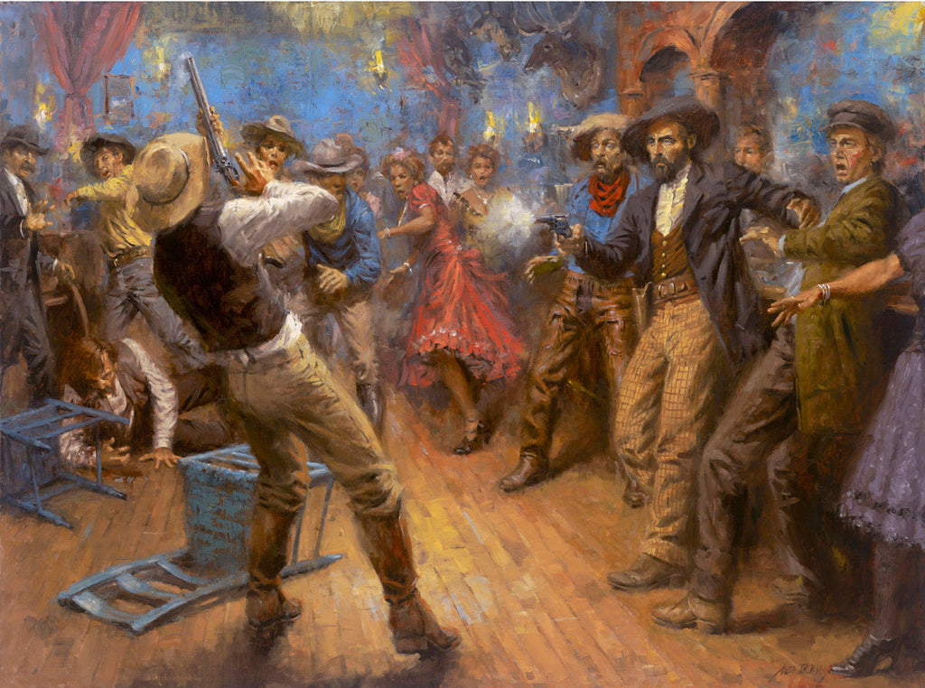 Clay Allison's Deadly Aim - Cowboy Saloon Art by Andy Thomas