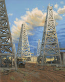 Field of Derricks Oil Wells Texas Oklahoma Kansas in Art by Andy Thomas