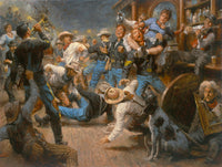 Fight at the local watering hole western artwork by Andy Thomas