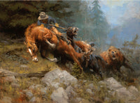 Grizzly Mountain Cowboy Western Artwork by Andy Thomas