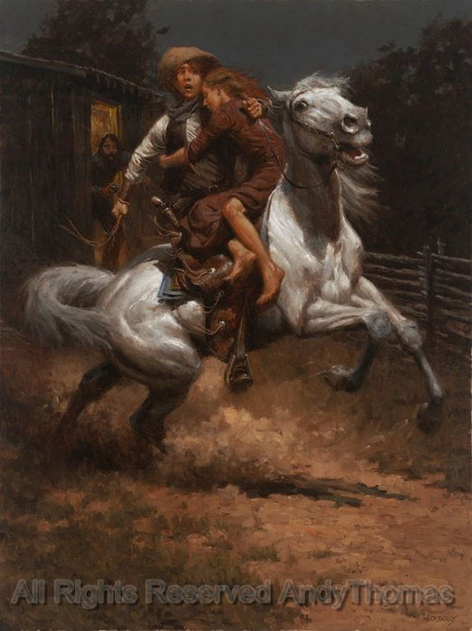 Johnny Saved the Girl Cowboy Artwork by Andy Thomas