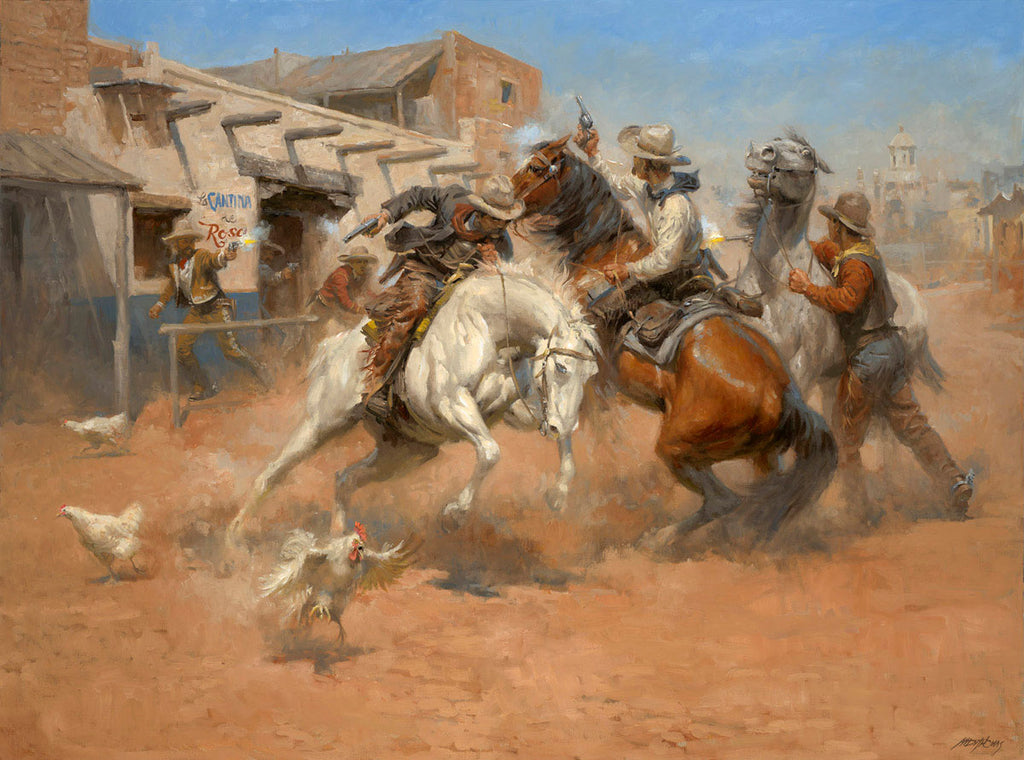 Leaving Old Mexico Cowboy Art by Andy Thomas