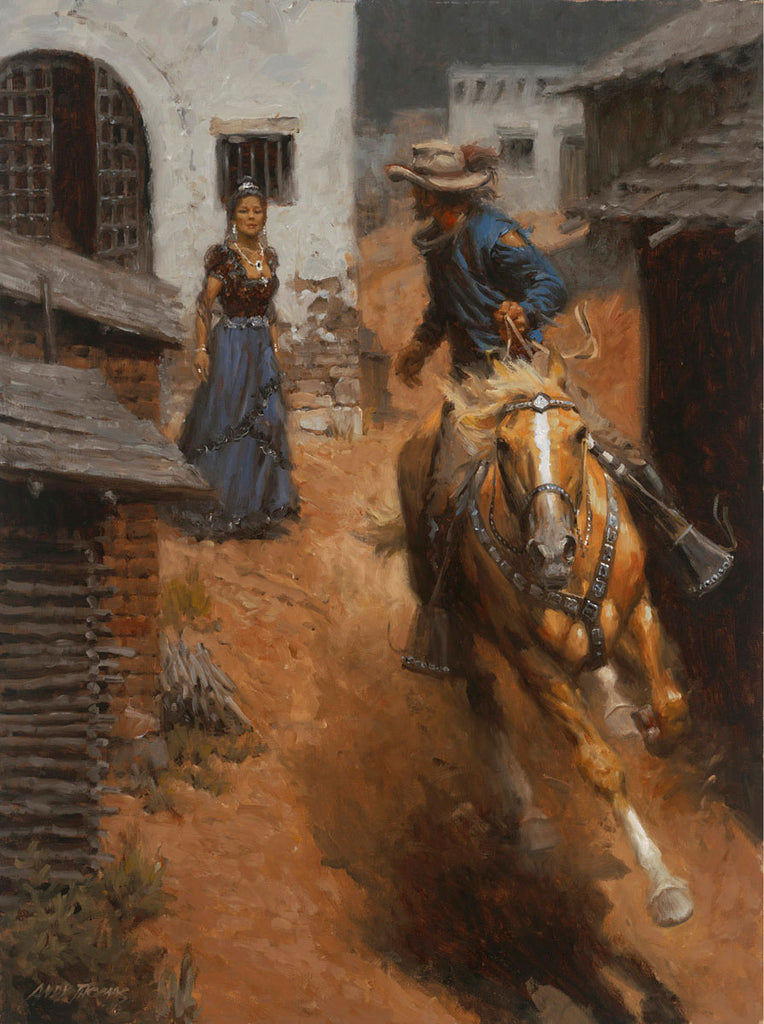 Mustang Gray and the Belle of Monterey Romance Western Artwork by Andy Thomas