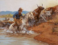 River Crossing Cowboy Cattle Art Prints by Andy Thomas