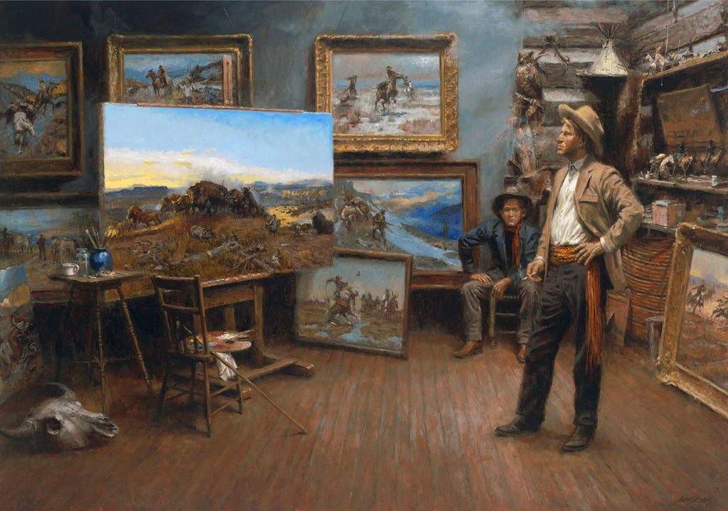 Charlie Russell Paints a Masterpiece Western Art Prints by Andy Thomas