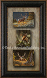 Big Game Triple 3 prints in one wood frame Deer Elk Wildlife custom framed artwork by Dallen Lambson artist