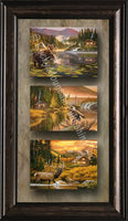 Cabin Triple Wildlife Custom Framed 3 pictures in one frame by Dallen Lambson Artist