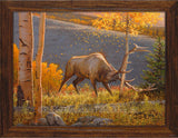 September Rain Elk Autumn Custom Framed Giclee Canvas Art Prints by Dallen Lambson