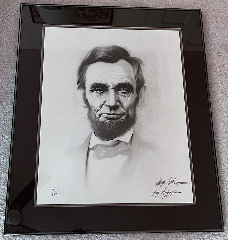 Framed portrait of Abraham Lincoln Limited Edition and Signed Numbered and ready to hang.  Gary Saderup artist.