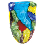 Stormy Rainbow Murano Style Art Glass 11" Oval Vase