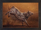 Man in the Arena Bull Rodeo Custom Framed and Gallery Wrapped Giclee Canvas art prints by Mark McKenna