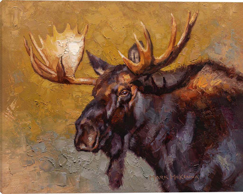 Moose Man Gallery Wrapped giclee canvas art print by Mark McKenna artist.  Moose Art