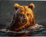 Sundown Swim Colorful Bear Gallery Wrapped Canvas art prints by Mark Mckenna artist.