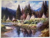 A Camp Along the River Giclee LE SN Canvas Print by Martin Grelle