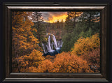 Burney Falls Sunset Custom Framed Giclee Canvas Art Print by Mickey Shannon