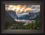 Sunrise at Tunnel View Custom Framed Canvas Art Print by Mickey Shannon