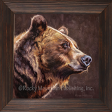 Custom Framed Giclee Canvas Big Brown Bear art by Mark Mckenna