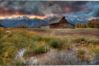 Teton Nightfire Gallery Wrapped Giclee Canvas Art Prints by Ryan Smith