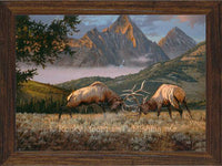 The Boys of Fall Elk Battling Art by Dallen Lambson