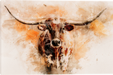 Watercolor Longhorn 1 Gallery Wrapped Giclee canvas art prints by Teri James Artist