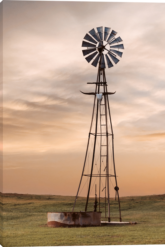 Windmill Sunset Gallery Wrapped Giclee Canvas art prints by Teri James Photo Artist
