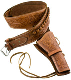 Deluxe Tooled Tan Leather Western Holster - M