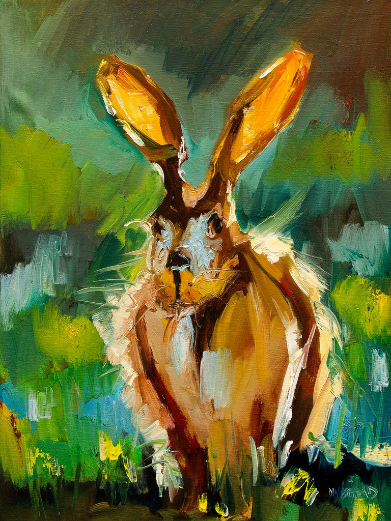 Jack Rabbit Morning Abstract Wildlife art by Diane Whitehead