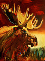 Sunset Moose Abstract Colorful Art by Diane Whitehead