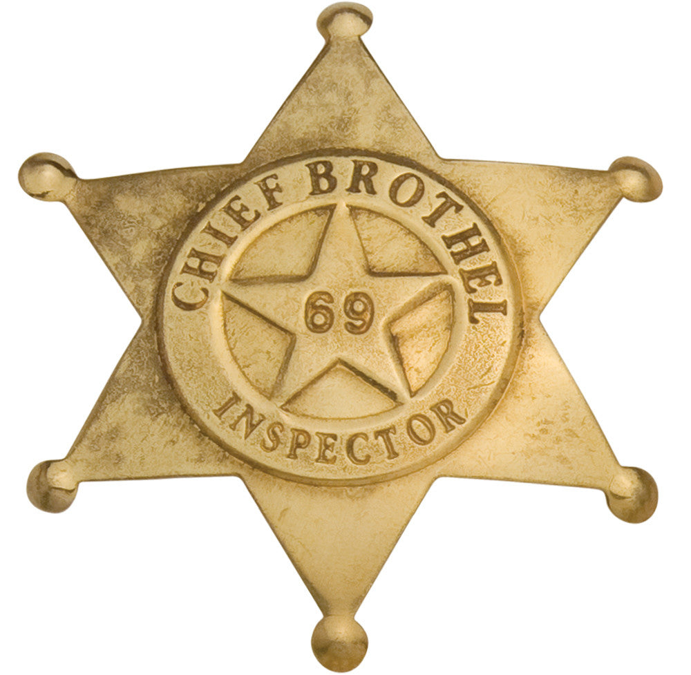 Old West Brass Brothel Inspector's Badge
