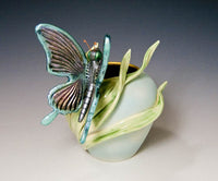 Butterfly Globe Vase Ceramic Artwork by Bonnie Belt