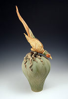 Crouching Pheasant Vase Ceramic Artwork by Bonnie Belt