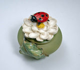 Lady Bug Flower Jar Ceramic Artwork by Bonnie Belt