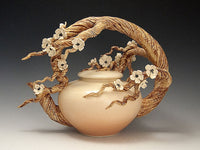 Plum Blossom Arching Branch Teapot Ceramic Artwork by Bonnie Belt