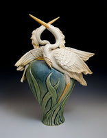 2 Herons Vase Ceramic Artwork by Bonnie Belt