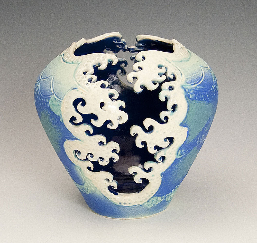 Wave Cutout Vase Ceramic Artwork by Bonnie Belt