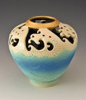 Wave Top Vase Ceramic Artwork  by Bonnie Belt