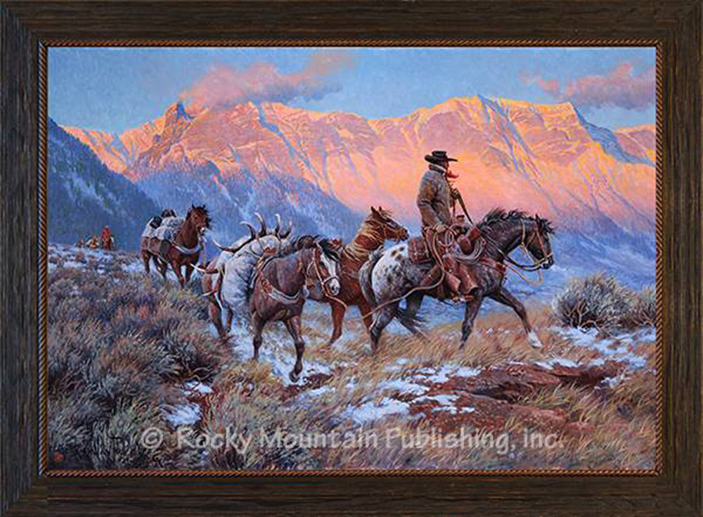 Rocky Mountain Caravan - Framed giclee canvas art print by Clark Kelley Price