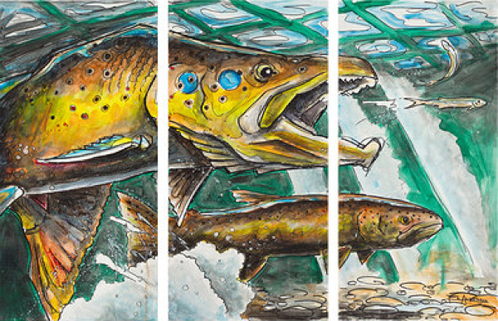 The Chase Triptych Fish Art Prints by Ed Anderson