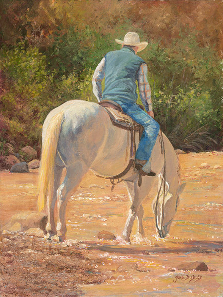 A Cool Drink Cowboy Art Prints by June Dudley