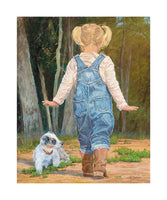 Miss Priss & Bo Little Girl Puppy Art Prints by June Dudley