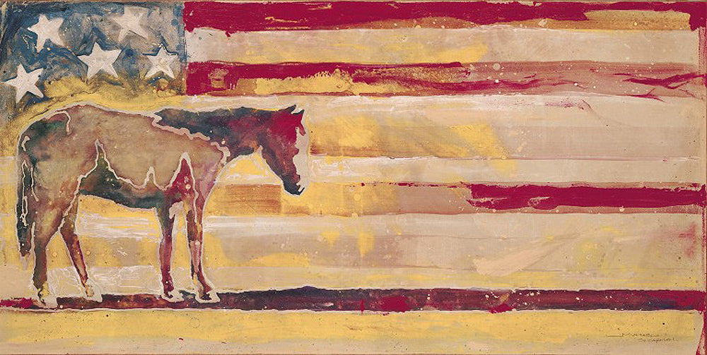 Horse Red White and Blue Art Prints by Michael Swearngin Artist