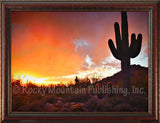 Saguaro Sunset – Framed Giclee Canvas by Mitchell Mansanarez