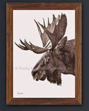 Custom Framed Giclee Canvas Print of Portrait of a King Moose