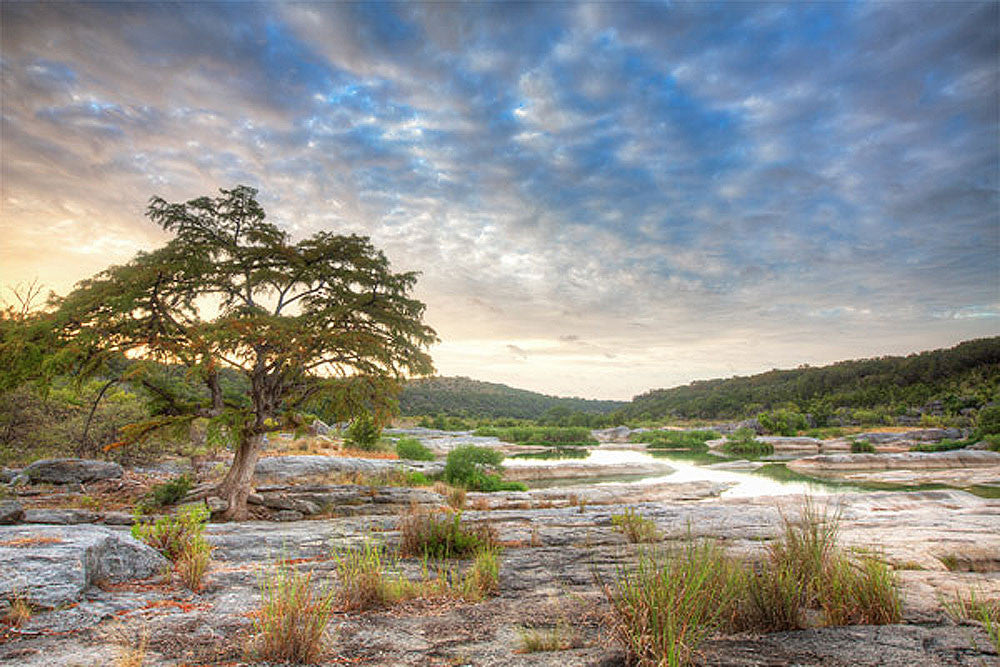 Pedernales Falls - Morning Clouds Over the River 5 by Rob Greebon