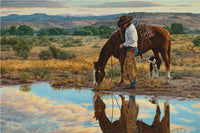 Morning Reflections Cowboy Horse Artwork by Tim Cox